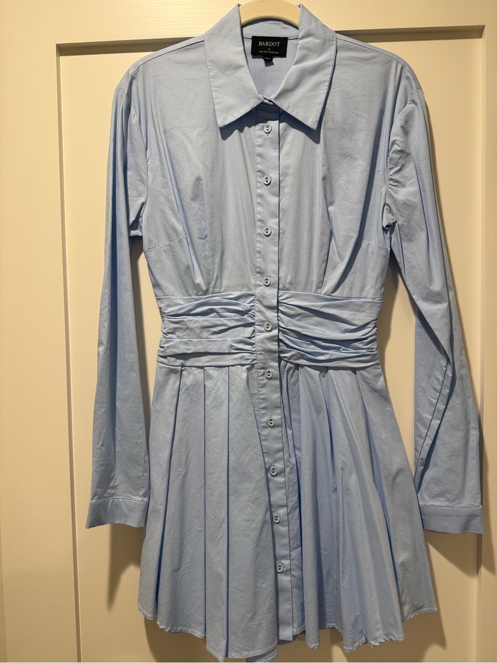 Bardot Leoni Mini Shirt Dress in Cornflower Blue